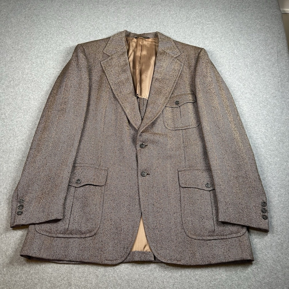 Vintage Kingsridge Herringbone Tweed Blazer 44L Wool Sport Coat USA NOTE‎